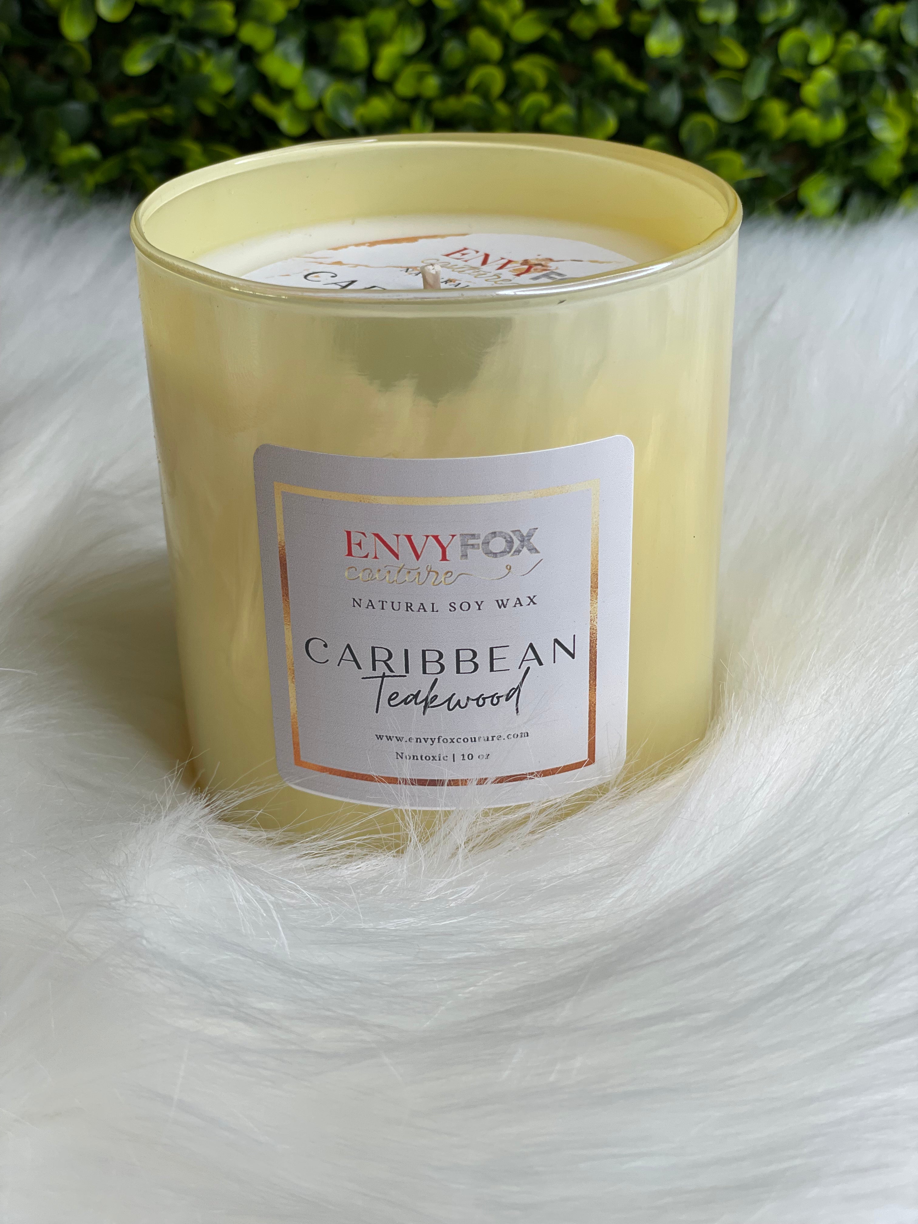 Caribbean Teakwood 10 oz Natural Soy Wax Candle