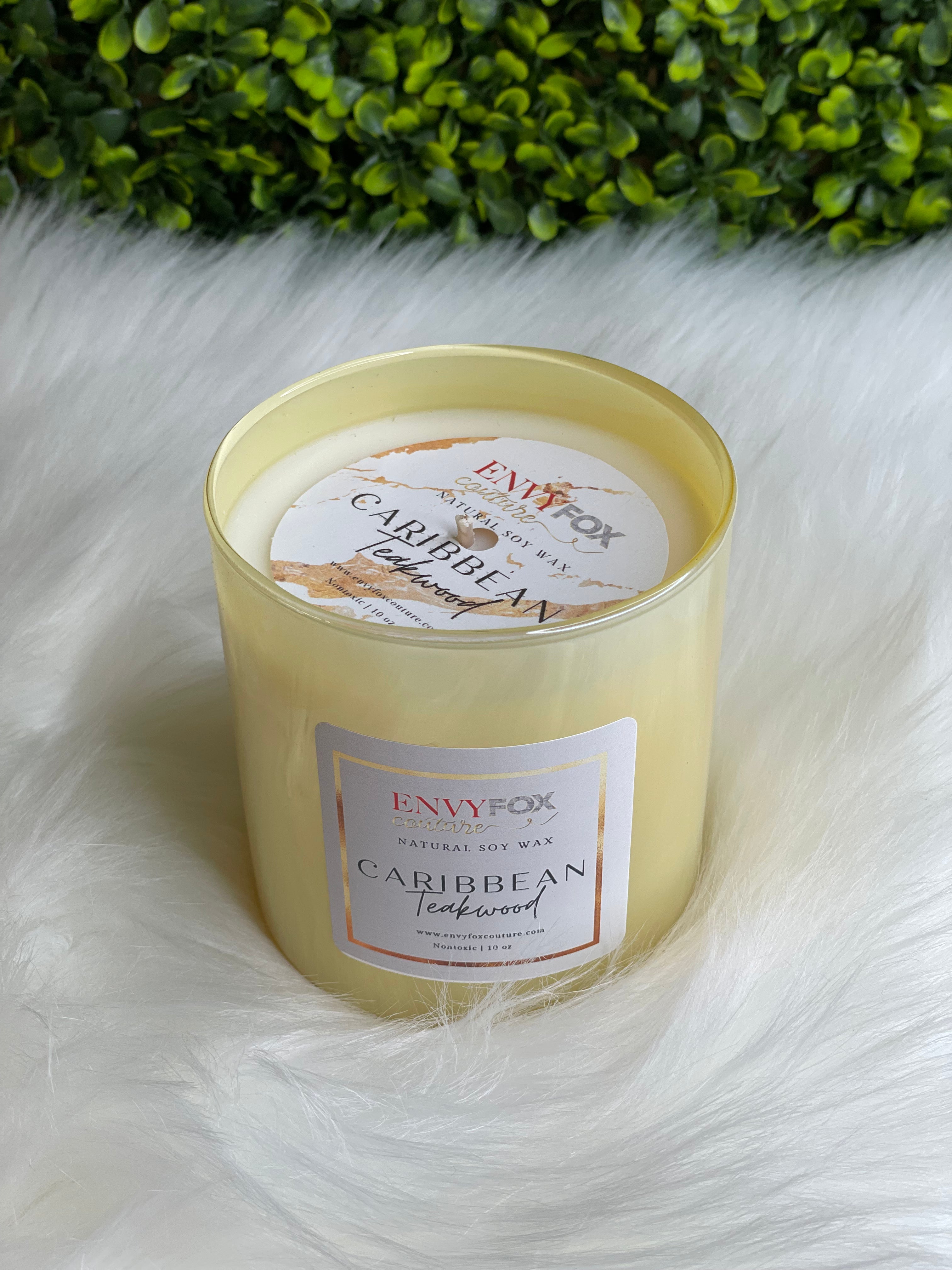 Caribbean Teakwood 10 oz Natural Soy Wax Candle