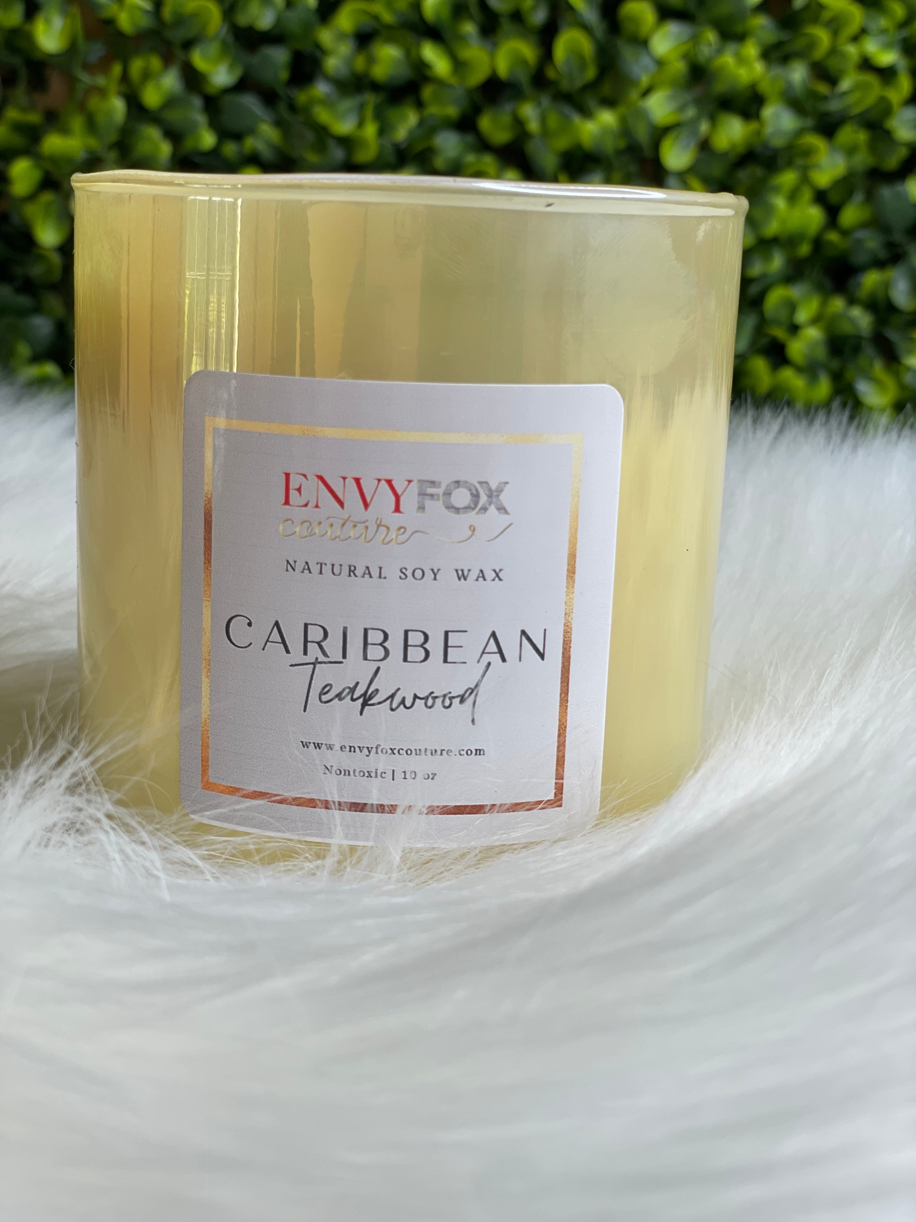 Caribbean Teakwood 10 oz Natural Soy Wax Candle